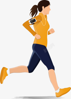 听着音乐马拉松跑步的女孩高清图片