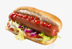 台湾热狗美味的食物番茄酱汉堡热狗实物高清图片