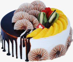 蛋糕房淋撒巧克力水果创意蛋糕高清图片