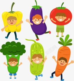 青椒煸茄子手绘卡通蔬菜高清图片