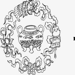中国青铜器荷花几何花纹图案素材