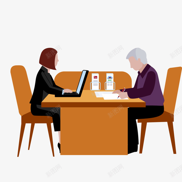 签订合约的两个人png免抠素材_新图网 https://ixintu.com 人物设计 合同 合约 律师 签订 老人