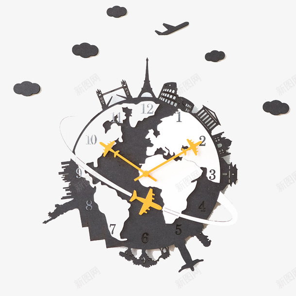 黑色欧式地球png免抠素材_新图网 https://ixintu.com 北欧元素 北欧风地球 地球挂表 抽象地球