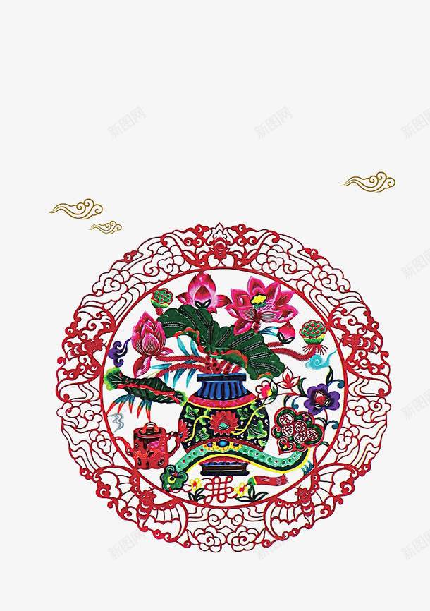 红色古典中国元素png免抠素材_新图网 https://ixintu.com 中国 传统 元素 刺绣 文化