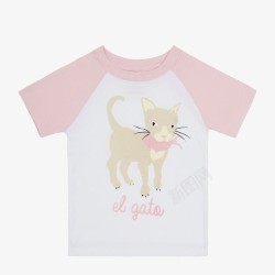 Sapling粉色小猫短袖T恤素材