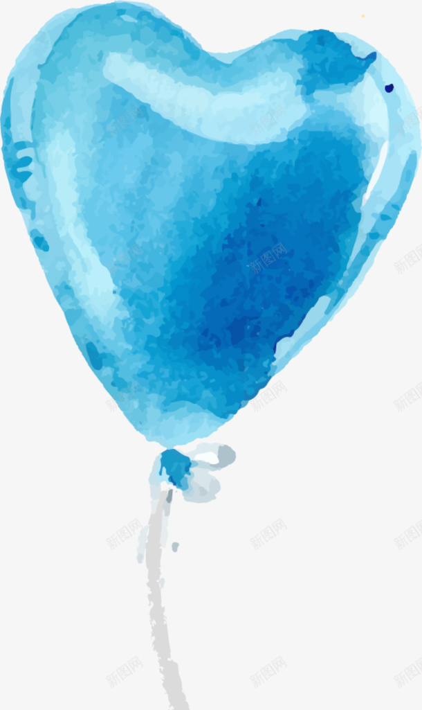 儿童节手绘蓝色爱心气球png免抠素材_新图网 https://ixintu.com 儿童节 手绘气球 水彩 爱心气球 绘画 蓝色气球