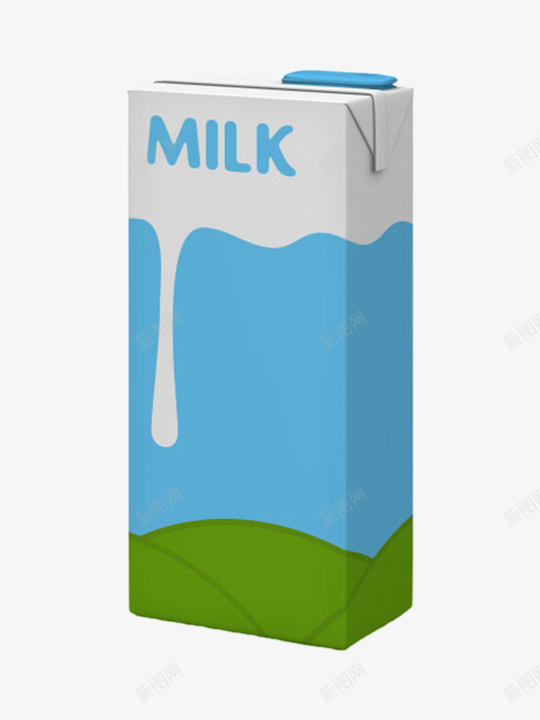 蓝色纸质盒装的牛奶实物png免抠素材_新图网 https://ixintu.com 包装 盒子 纸盒 美味 美食 食品药品 食物 食用 饮料 饮用