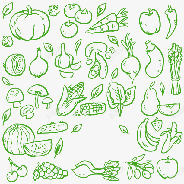 蔬菜psd免抠素材_新图网 https://ixintu.com 抽象蔬菜 爱心蔬菜 简笔画 简笔画五官素材 素材 组合 菜类图片 蔬菜