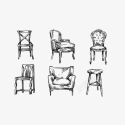 各式椅子手绘图素材