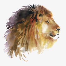 卡通水彩狮子头图素材