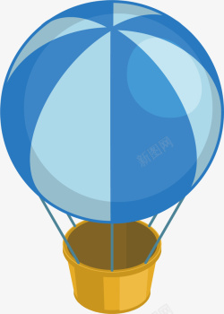 蓝色的热气球矢量图素材