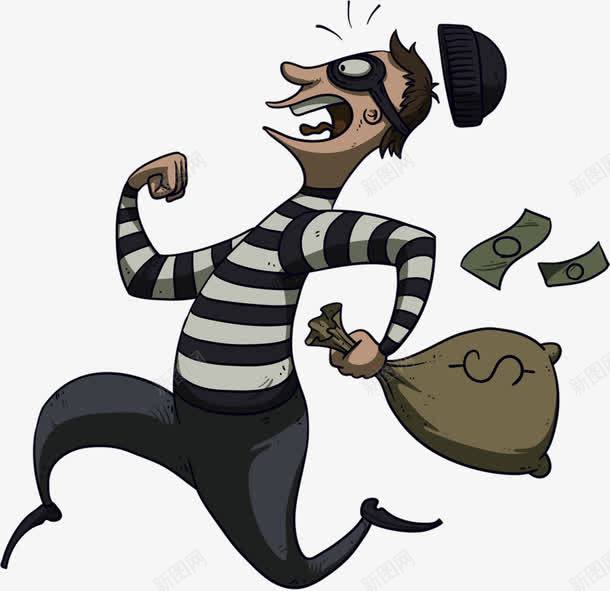 可恶的小偷png免抠素材_新图网 https://ixintu.com 卡通 好看 小偷 彩色 手绘 眼罩的小偷 警察抓贼