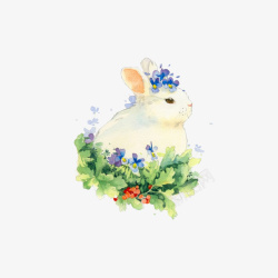 水彩手绘小兔子素材