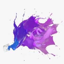 油彩滴溅笔刷紫色油漆滴溅痕迹高清图片