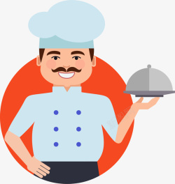 厨师扁平素材上菜的厨师高清图片