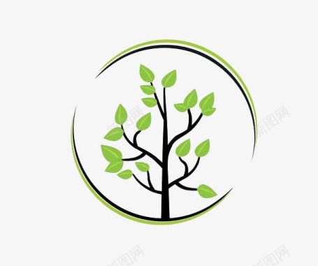 圆形树木logo图标图标