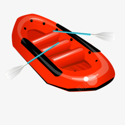 卡通红色的皮划艇素材