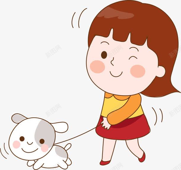 遛狗的女孩png免抠素材_新图网 https://ixintu.com AI 人和狗 儿童 公园遛狗 动物 卡通 可爱 女孩 宠物 手绘 插画 狗狗 线条 走狗 遛狗