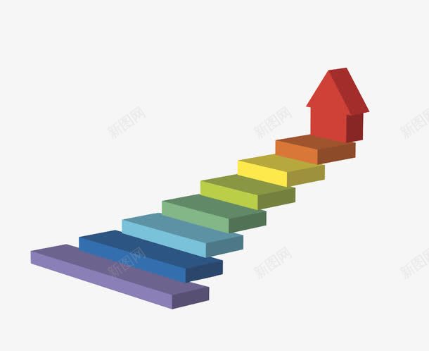 抽象进步的彩虹阶梯png免抠素材_新图网 https://ixintu.com 前进 向上的 学习进步 梯子 积极的 道路 铺垫
