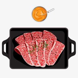 肥牛烤肉烧牛肉黄油手绘烤肉火锅美食高清图片