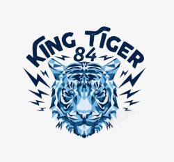 老虎logo设计蓝色胸前印花图案矢量图图标高清图片