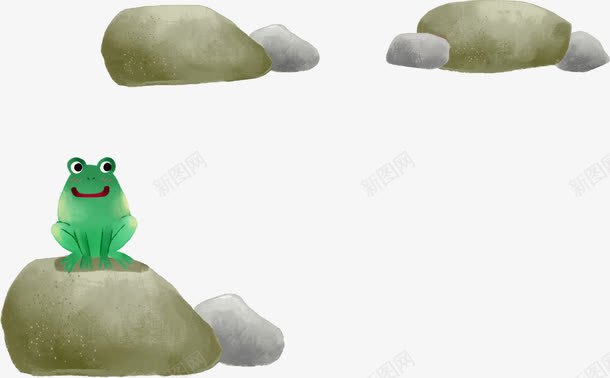 手绘卡通石头青蛙png免抠素材_新图网 https://ixintu.com 卡通 堆石块 石头 青蛙
