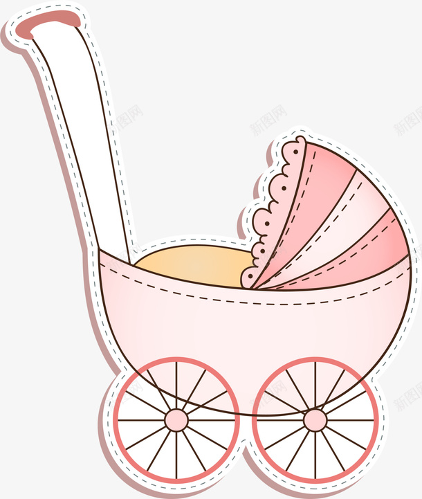 粉色线条婴儿车png免抠素材_新图网 https://ixintu.com 婴儿车标志 标签图案 母婴 粉色婴儿车 线条图案 装饰图案