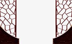 圆形棕色窗户古典圆门传统大门屏风传统高清图片