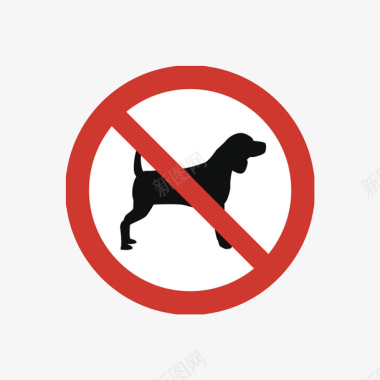 红色卡通动物警告牌禁止宠物入内图标图标