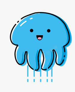 蓝色表情系列图标可爱卡通海洋生物水母图标高清图片