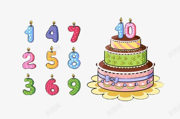 生日蛋糕数字蜡烛png免抠素材_新图网 https://ixintu.com 创意数字 数字蜡烛 生日 生日蛋糕 蛋糕