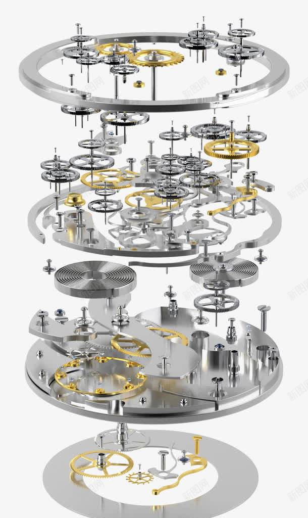 机芯拆解图png免抠素材_新图网 https://ixintu.com 拆解图 机芯 精密仪器 金属 零件