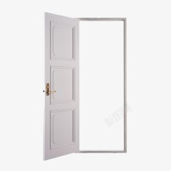 木制门白色门框的门高清图片