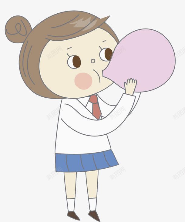 吹气球的女孩png免抠素材_新图网 https://ixintu.com 可爱的 女孩 学生 插图 气球 漂亮的 玩耍的