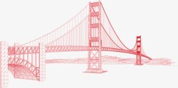 韩国建筑线描线描无纺布袋长江大桥建筑矢量图高清图片