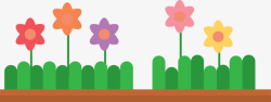 春季花丛矢量图绿色扁平卡通花丛高清图片