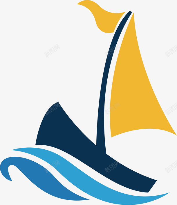 创意帆船标志png免抠素材_新图网 https://ixintu.com 卡通 小船设计 帆船设计 旅行 标志 精美