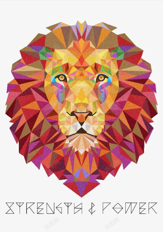 公狮子插画png免抠素材_新图网 https://ixintu.com 几何图形 切面 创意 渐变色 狮子插画 设计感 雄狮