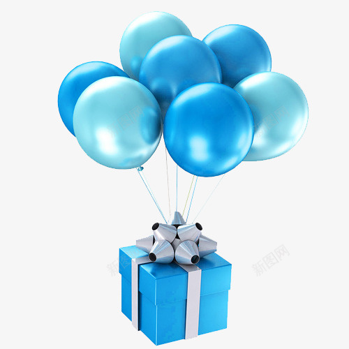 带着气球的礼物png免抠素材_新图网 https://ixintu.com 求 礼物盒 节日 蓝色