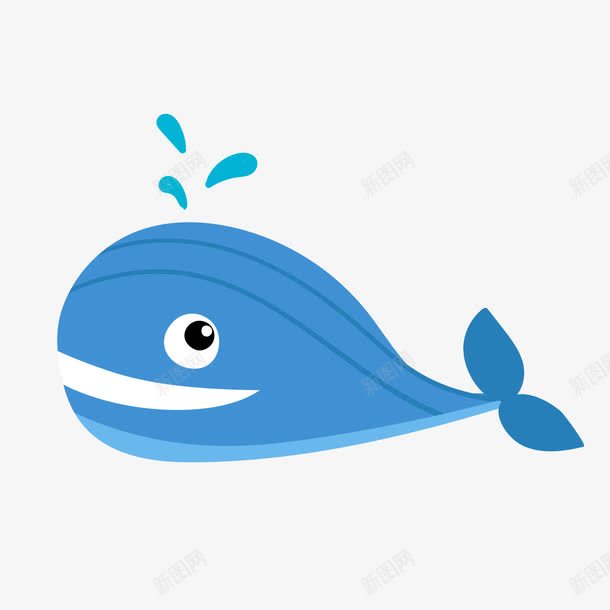 卡通蓝色鲸鱼png免抠素材_新图网 https://ixintu.com 卡通海洋动物 卡通鲸鱼 背景装饰 蓝色鲸鱼