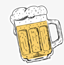 铅笔画饮料线条简笔啤酒杯里的啤酒高清图片