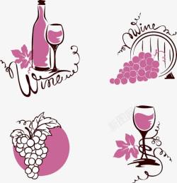 紫色葡萄与葡萄酒素材