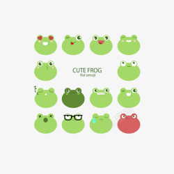 EMOJI卡通绿色小青蛙表情包素材