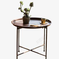 边桌装饰铁艺圆桌高清图片