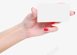 红色指甲展示手持卡片的女士高清图片