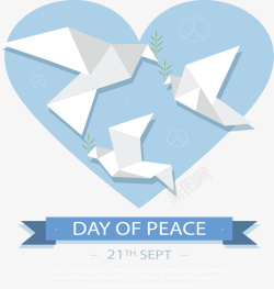国际和平日折纸鸽子和平日海报高清图片