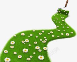 刷子绿色绿色花朵草地刷子高清图片