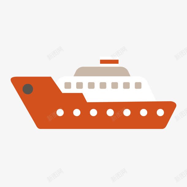 红色轮船png免抠素材_新图网 https://ixintu.com 层次 扁平化 方块 旅行 渐变 红色 轮船