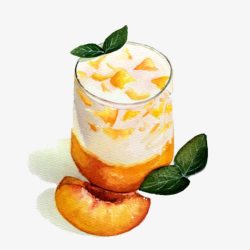 黄桃味黄桃酸奶手绘画片高清图片