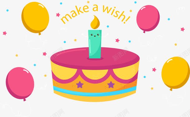 可爱粉色生日蛋糕png免抠素材_新图网 https://ixintu.com 彩色气球 生日蛋糕 生日蜡烛 粉色蛋糕